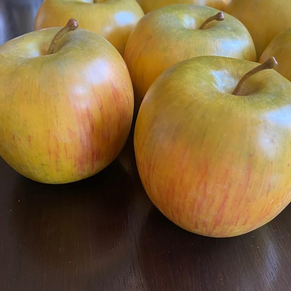 Set of 7 Faux Fruit-Apples. Green with Red. Realistic. - Picture 4 of 8